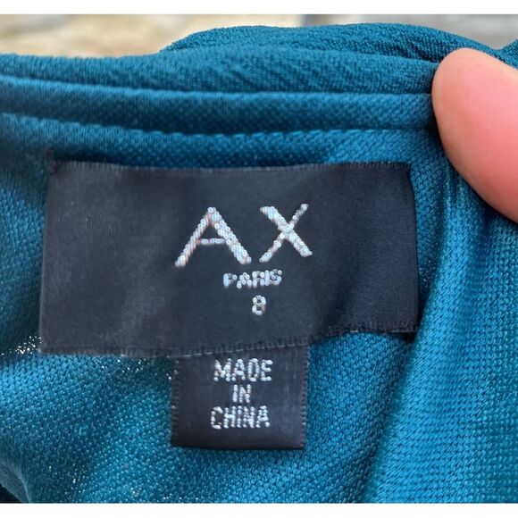 Armani Exchange turquoise off-shoulder bodycon dress, high-low valance, size 8 - Picture 2 of 11